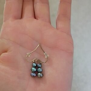 Elegant Gold and Blue Pearl Earrings